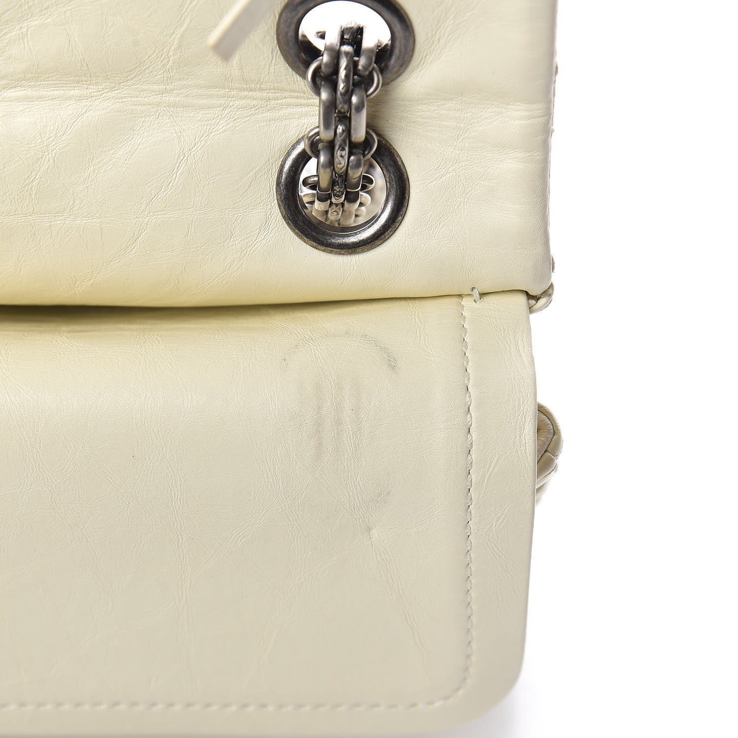 Aged Calfskin Quilted 2.55 Reissue 225 Flap White