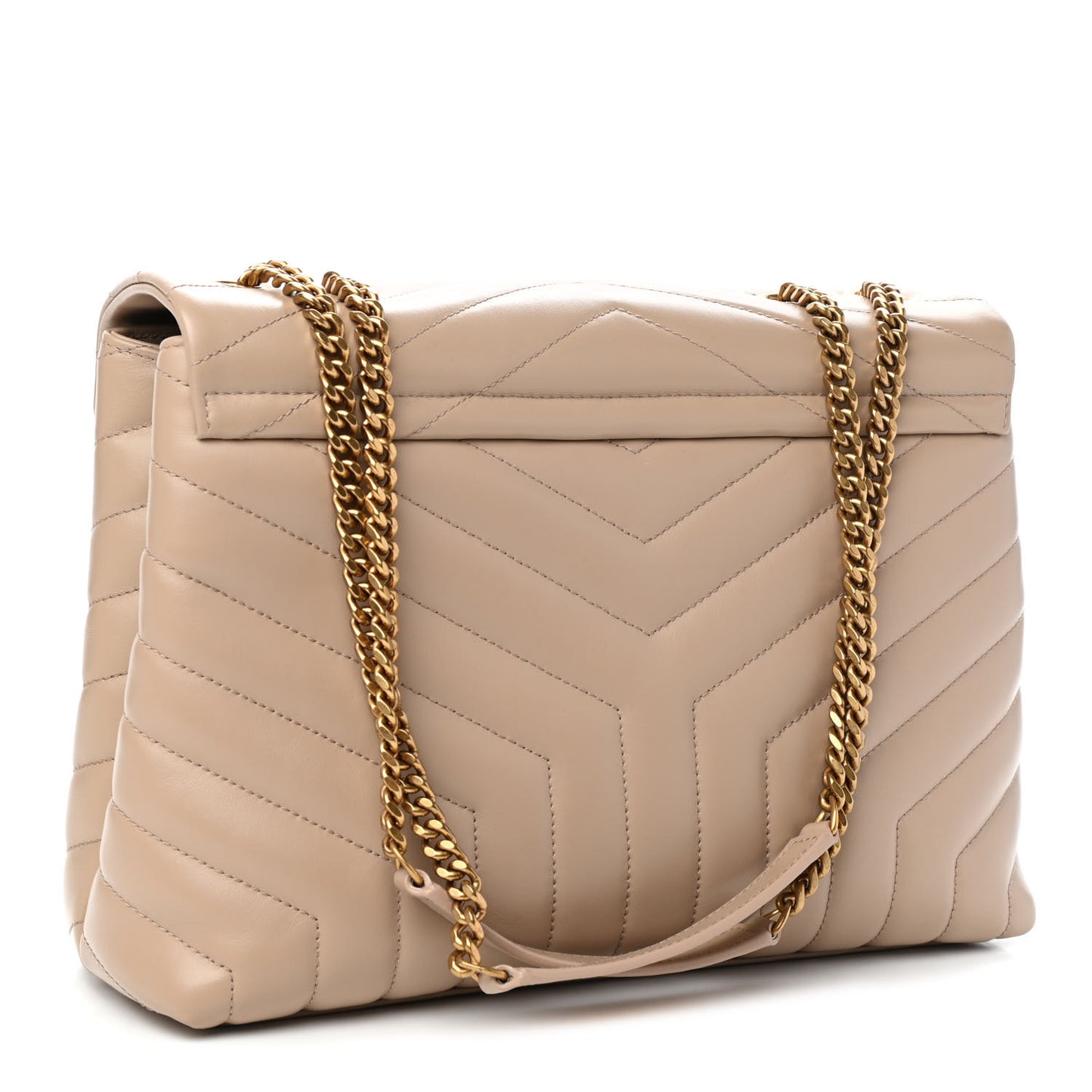 Calfskin Y Quilted Monogram Medium Loulou Chain Satchel Nude Powder