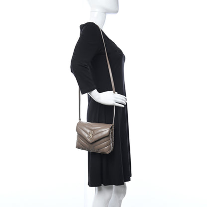 Saint Laurent Calfskin Y Quilted Monogram Toy Loulou Crossbody Bag Taupe 2 of 11