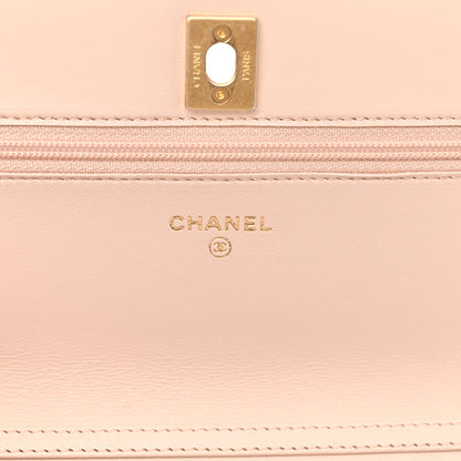 Chanel Lambskin Quilted CC Pearl Crush Wallet on Chain WOC Beige 6 of 12
