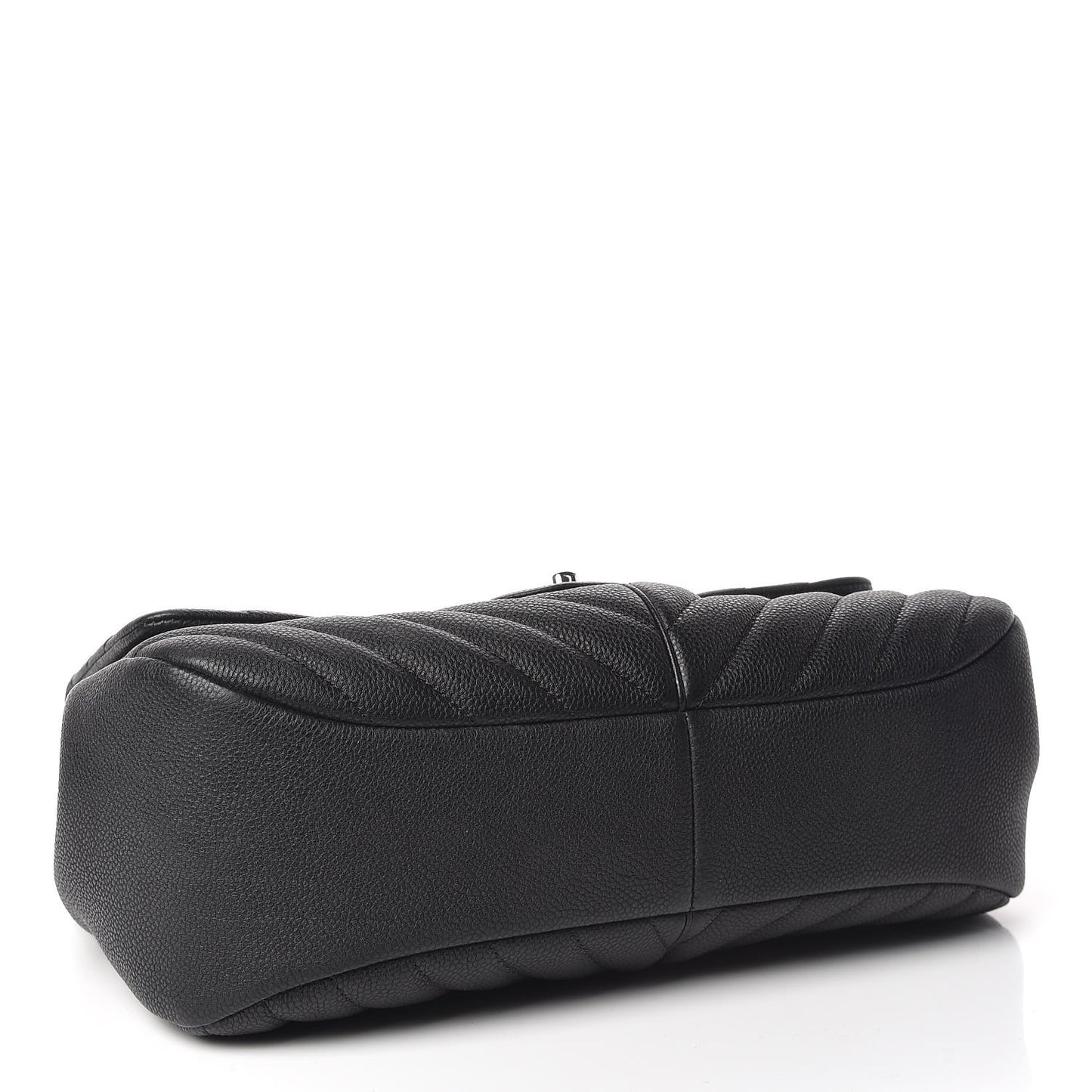 Caviar Chevron Quilted Large Puffy CC Flap Black
