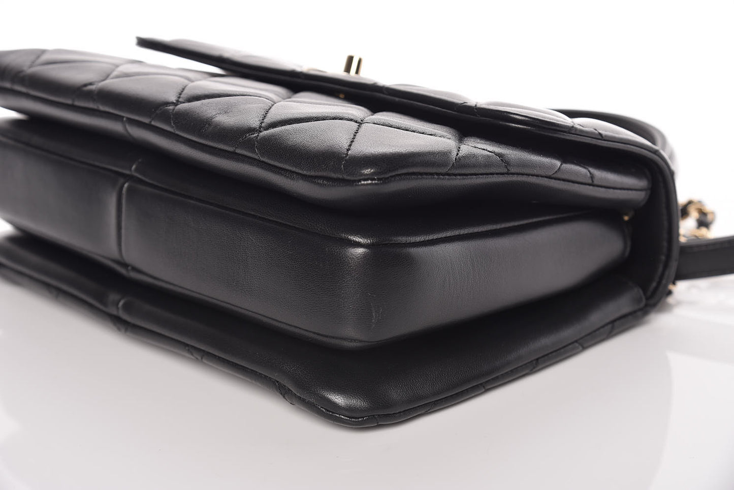 Lambskin Quilted Small Trendy CC Dual Handle Flap Bag Black