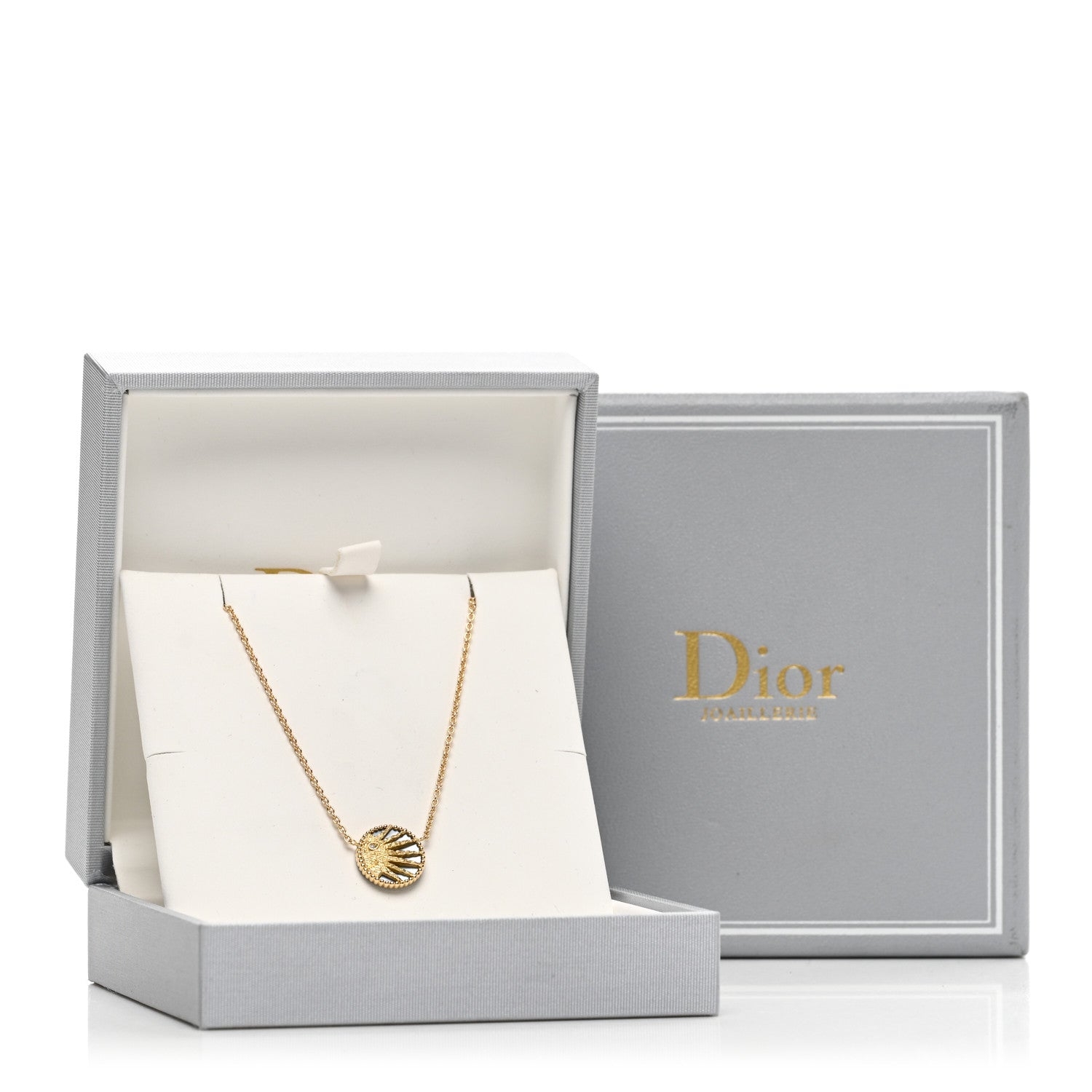 Christian Dior 18K Yellow Gold Diamond Black Onyx Mother of Pearl Rose Celeste Pendant Necklace 7 of 7