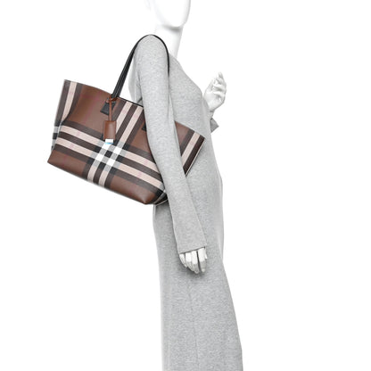 Burberry E-Canvas Check Medium Soft TB Tote Dark Birch Brown 2 of 9