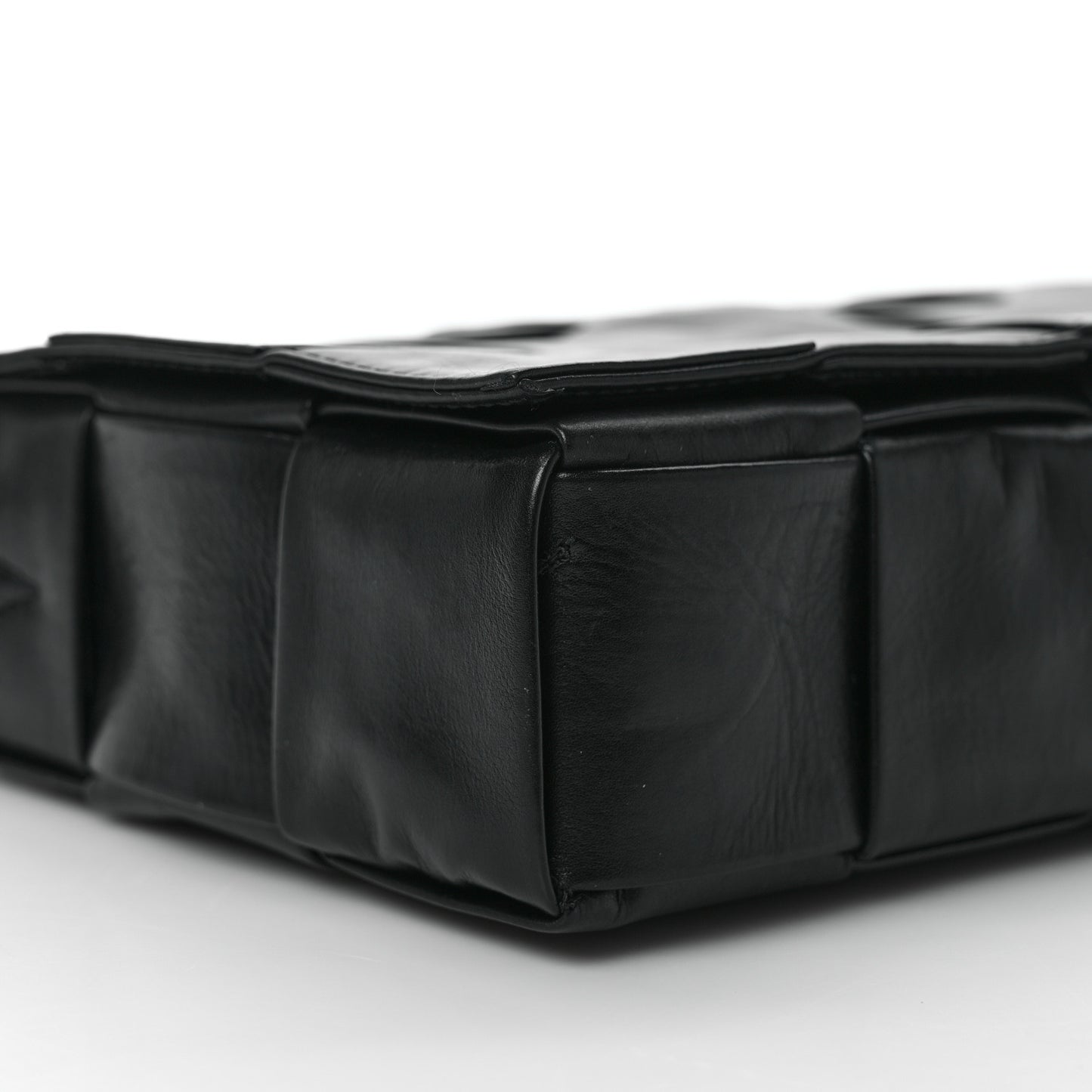 Paper Calfskin Maxi Intreccio Cassette Crossbody Bag Black