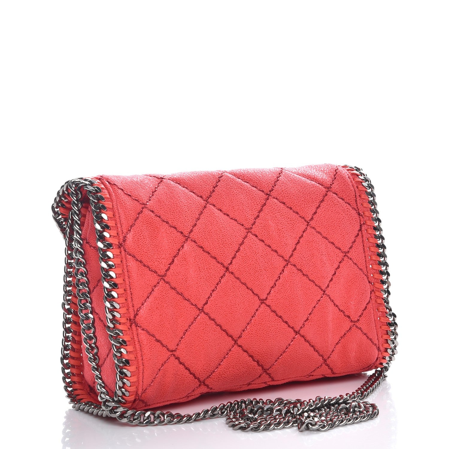 Stella McCartney Shaggy Deer Quilted Mini Falabella Coral 3 of 7