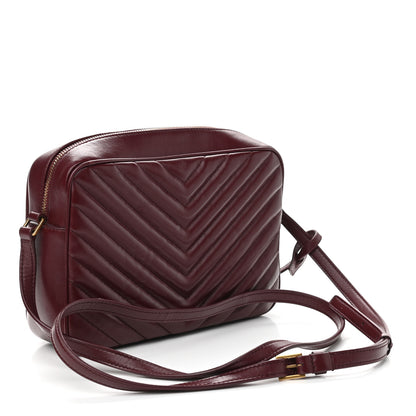 Saint Laurent Calfskin Matelasse Monogram Lou Camera Bag Dark Legion Red 3 of 9
