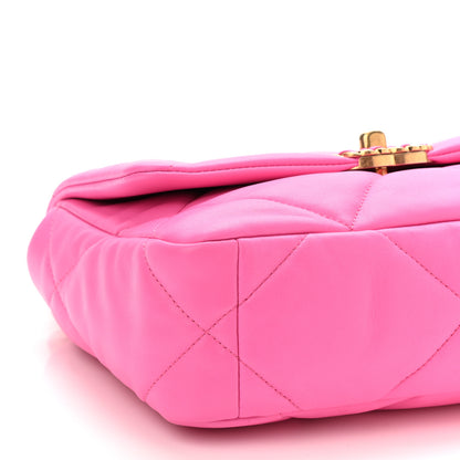 Chanel Shiny Lambskin Quilted Medium Chanel 19 Flap Neon Pink 8 of 10