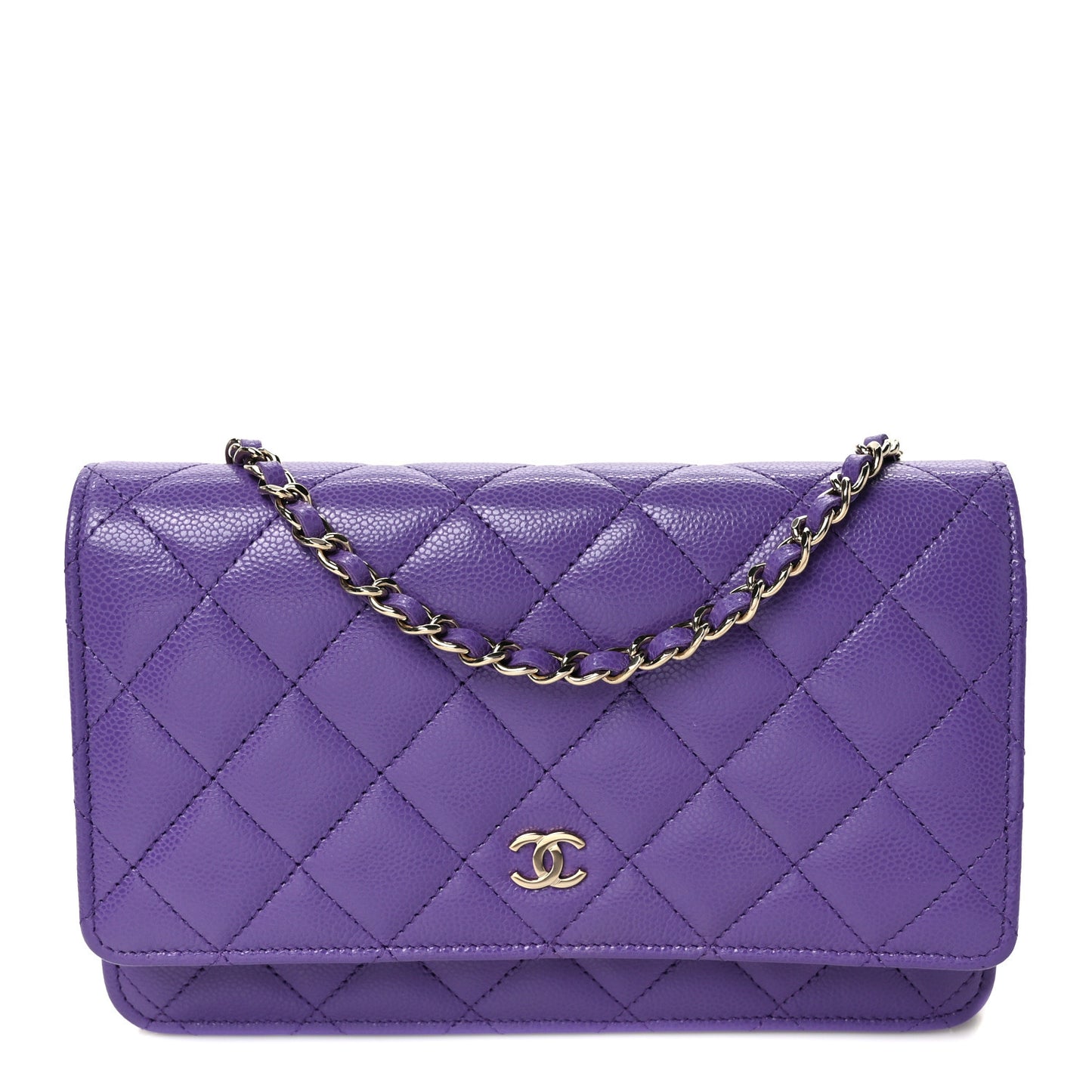 Caviar Quilted Wallet On Chain WOC Purple