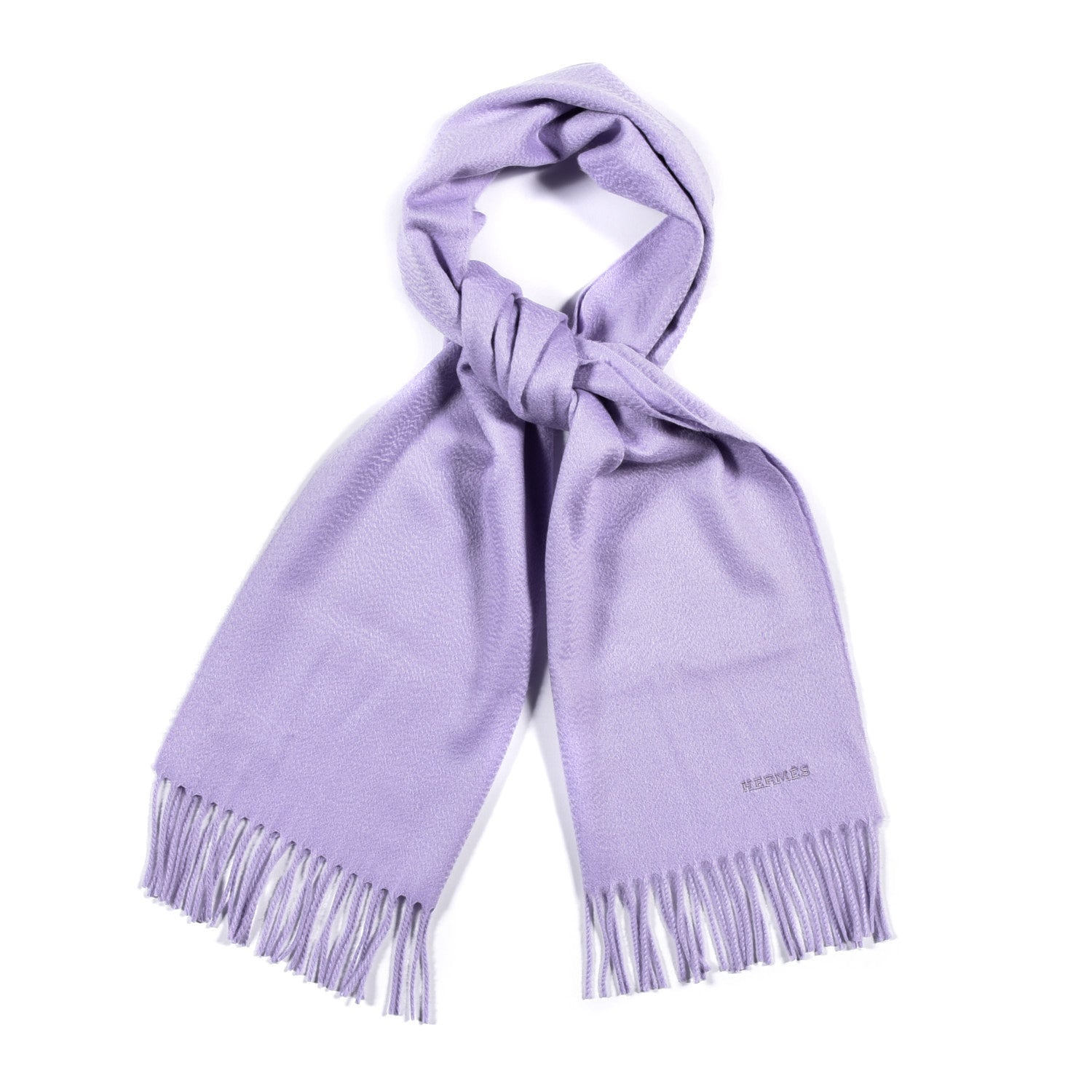 Hermes Cashmere Fringe Scarf Purple 1 of 3
