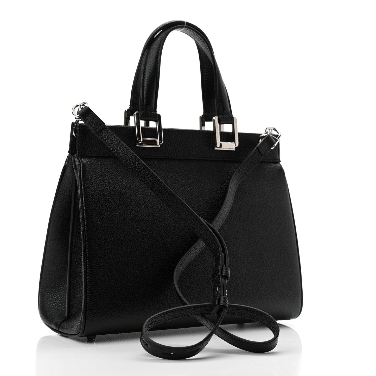 Grainy Calfskin Small Zumi Top Handle Bag Black