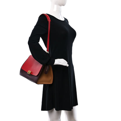 Celine Satin Baby Grained Calfskin Small Tri-Color Trapeze Carmin 2 of 9