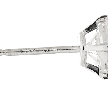 Cartier 18K White Gold Diamond 2.20ctw Solitaire Earrings 4 of 5
