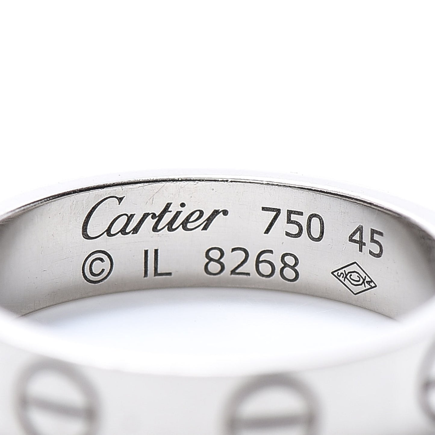 18K White Gold 3.5mm LOVE Wedding Band Ring 45 3.25