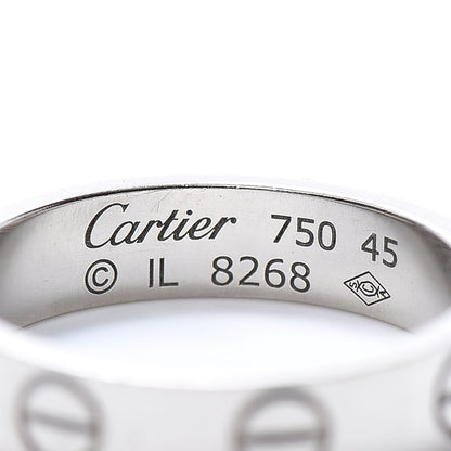 Cartier 18K White Gold 3.5mm LOVE Wedding Band Ring 45 3.25 4 of 4