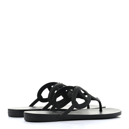 Hermes Rubber Womens Egerie Sandals 40 Black 4 of 9