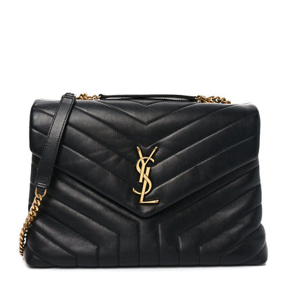 Saint Laurent Calfskin Y Quilted Monogram Medium Loulou Chain Satchel Black 1 of 18
