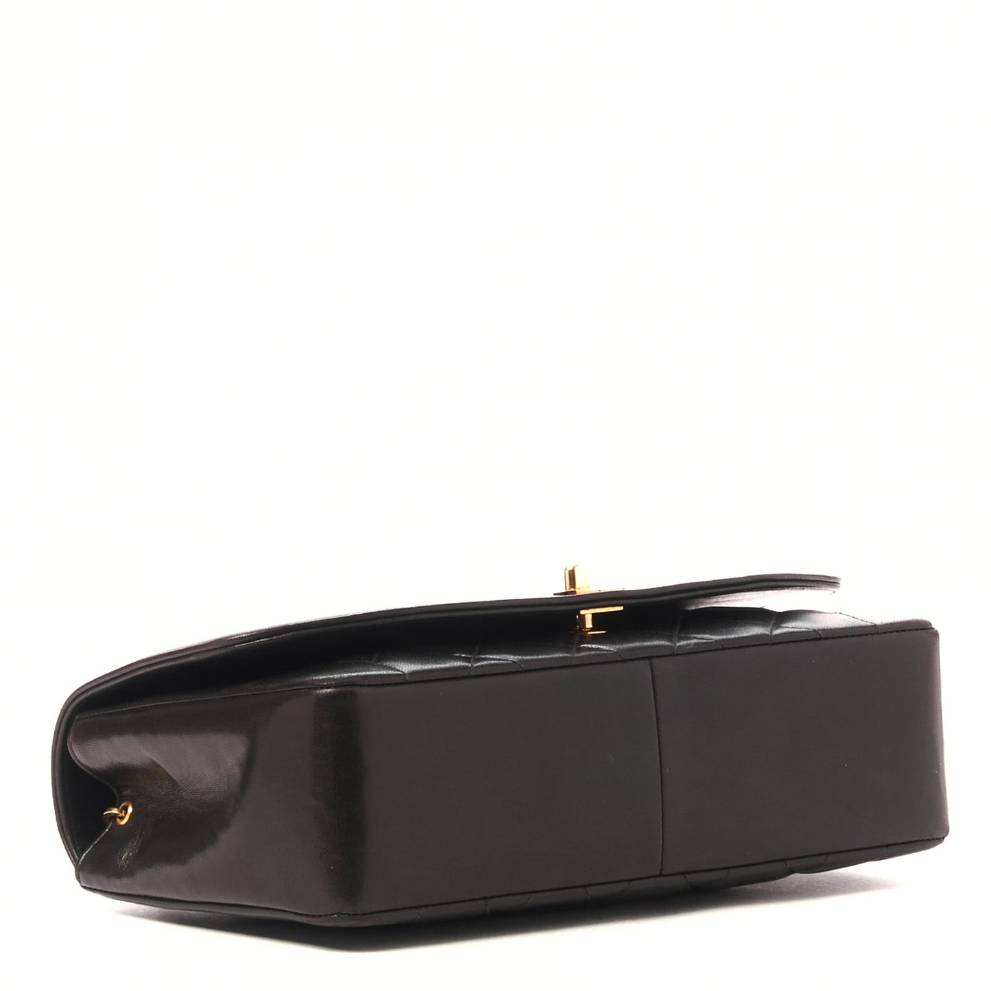 Lambskin Quilted Medium Single Flap Dark Brown