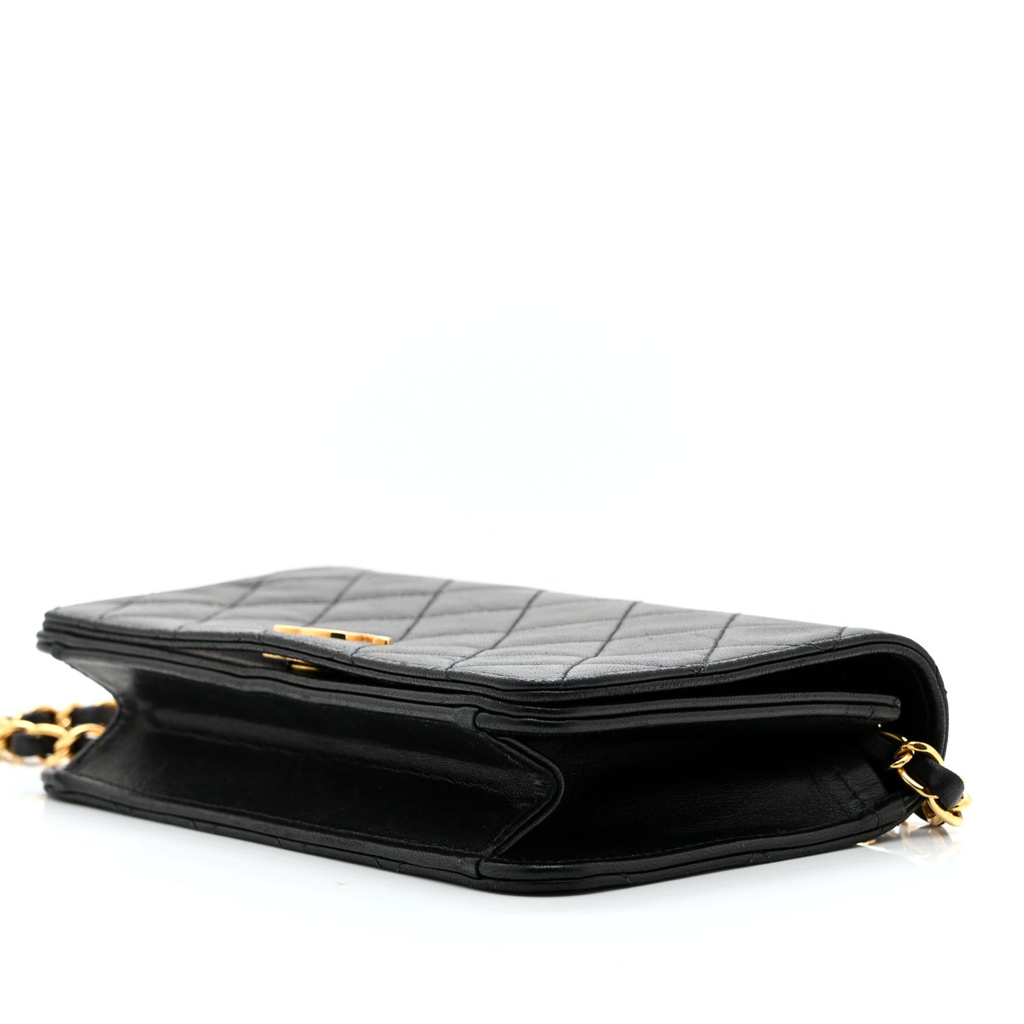 Lambskin Quilted Small Single Flap Black