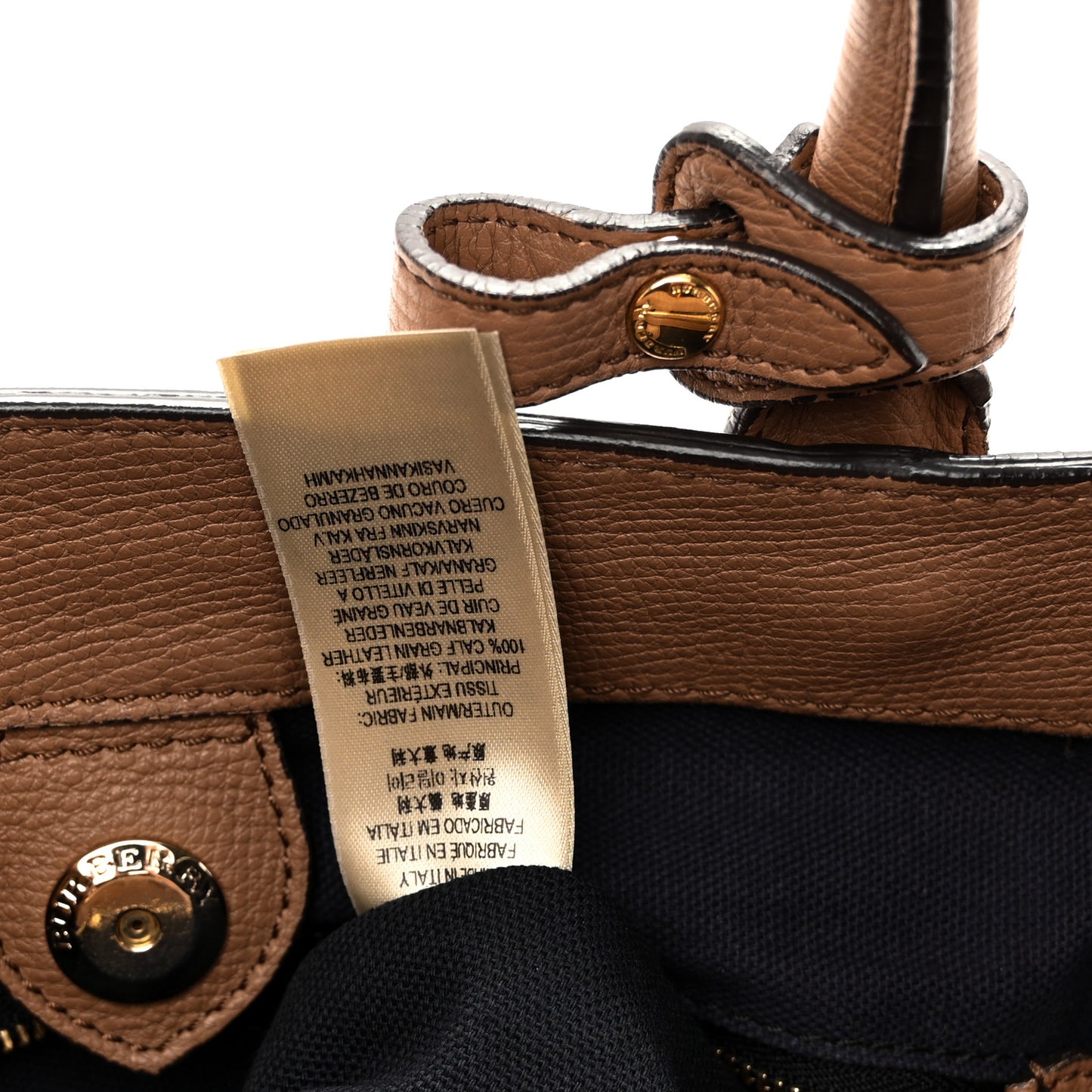 Grainy Calfskin House Check Medium Banner Tote Dark Sand