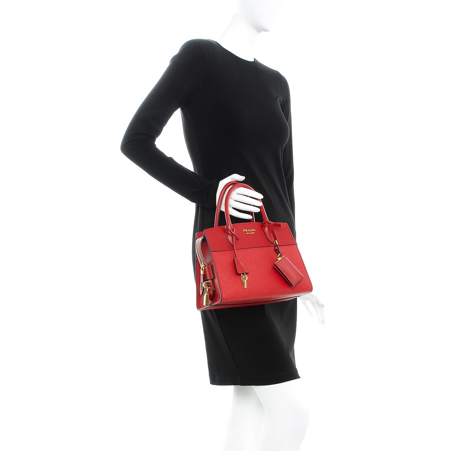 Saffiano City Calf Small Esplanade Tote Rosso