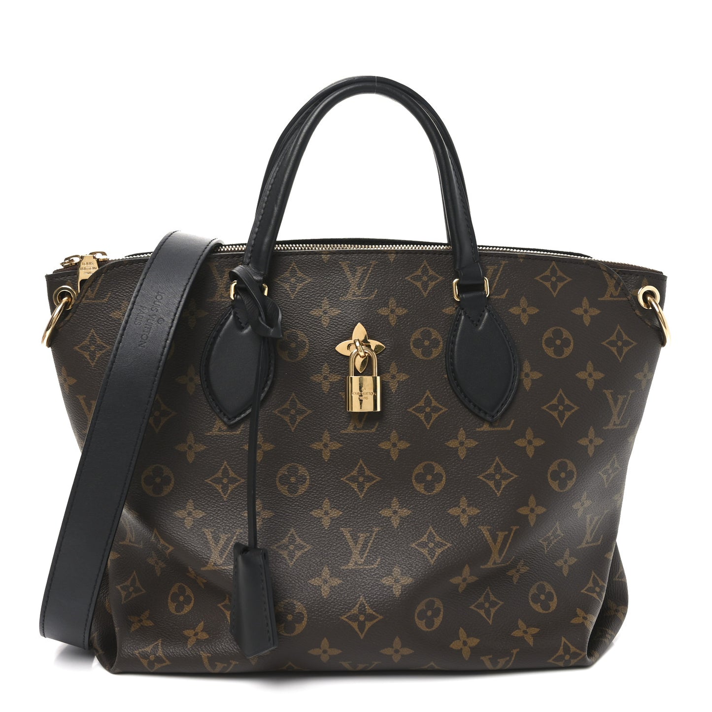 Monogram Flower Zipped Tote MM Black
