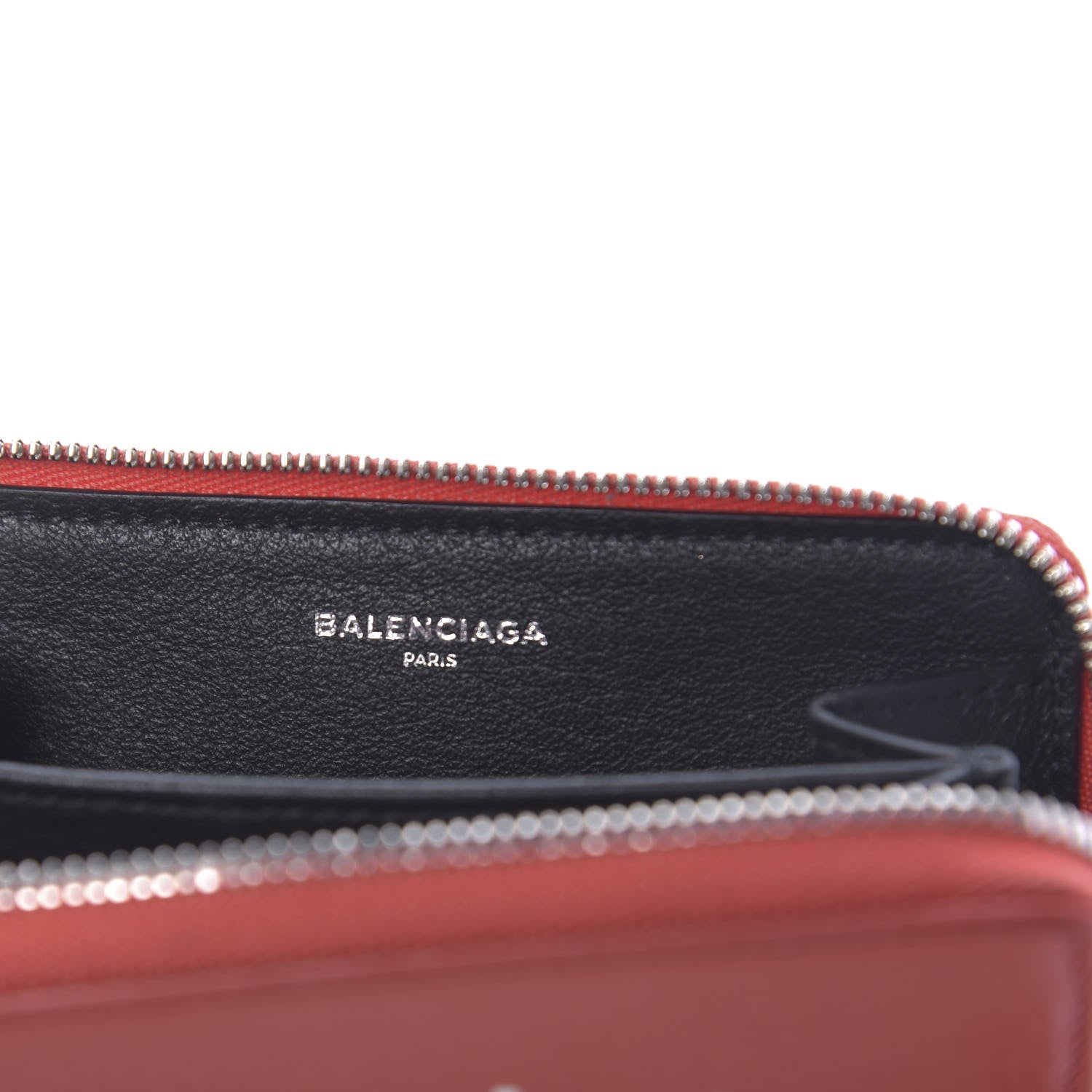Balenciaga Calfskin Political Campaign Logo Zip Around Card Holder Vivid Red 6 of 8