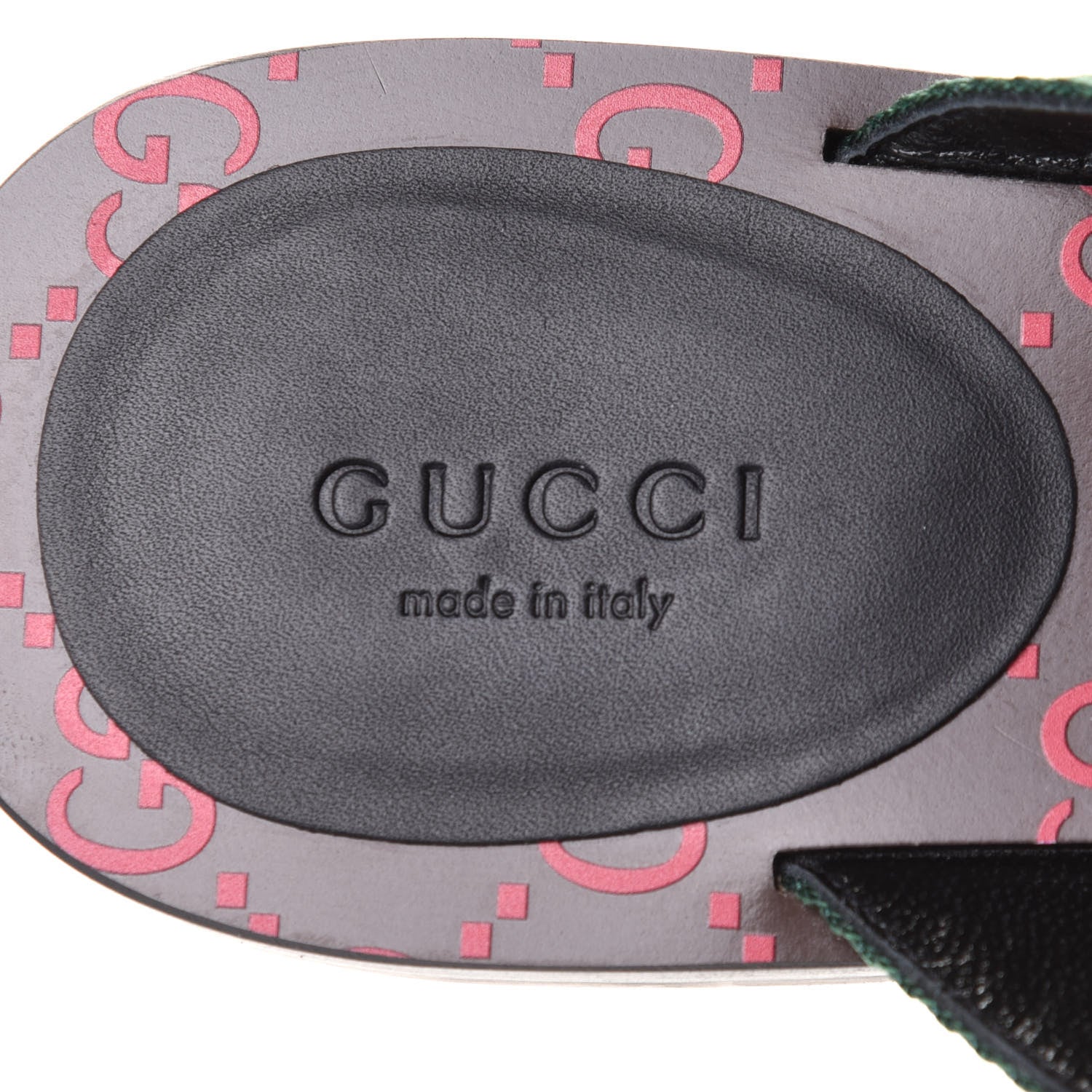 Gucci Nylon Calfskin Web GG Monogram Womens Thong Sandals 37 Green Red Cocoa 7 of 9
