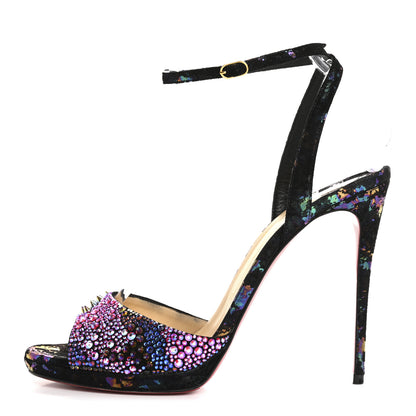 Christian Louboutin Milky Suede Loubiloo Bling Bang 120 Sandals 39.5 Black Multicolor 1 of 12