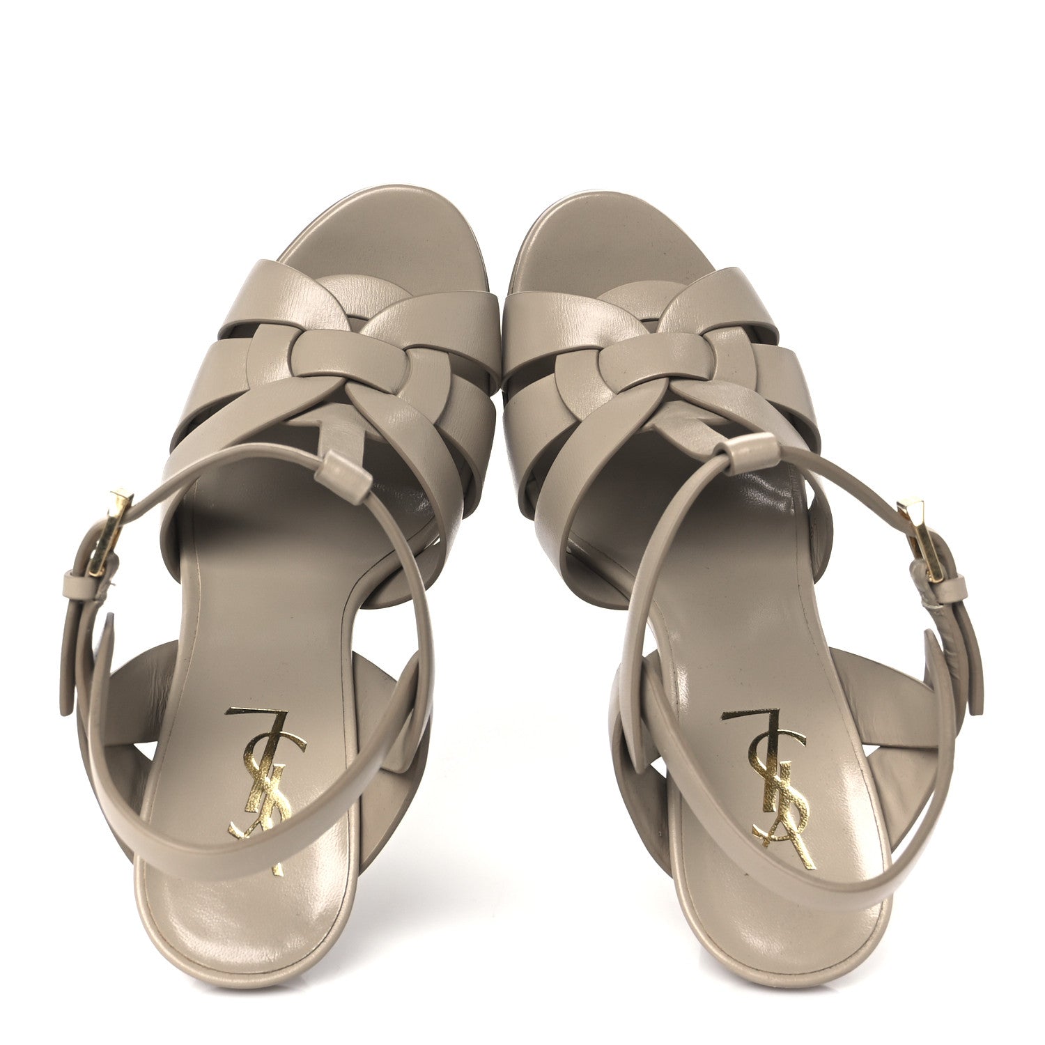 Saint Laurent Calfskin Tribute 105 Platform Sandals 38 Dark Beige 2 of 10