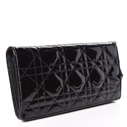 Christian Dior Patent Cannage Lady Dior Yen Wallet Black 3 of 14