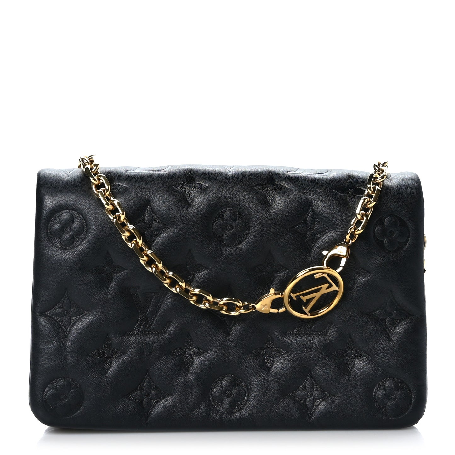 Lambskin Embossed Monogram Pochette Coussin Black