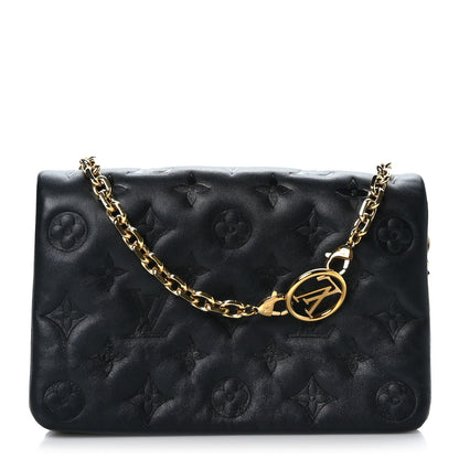 Louis Vuitton Lambskin Embossed Monogram Pochette Coussin Black 1 of 8