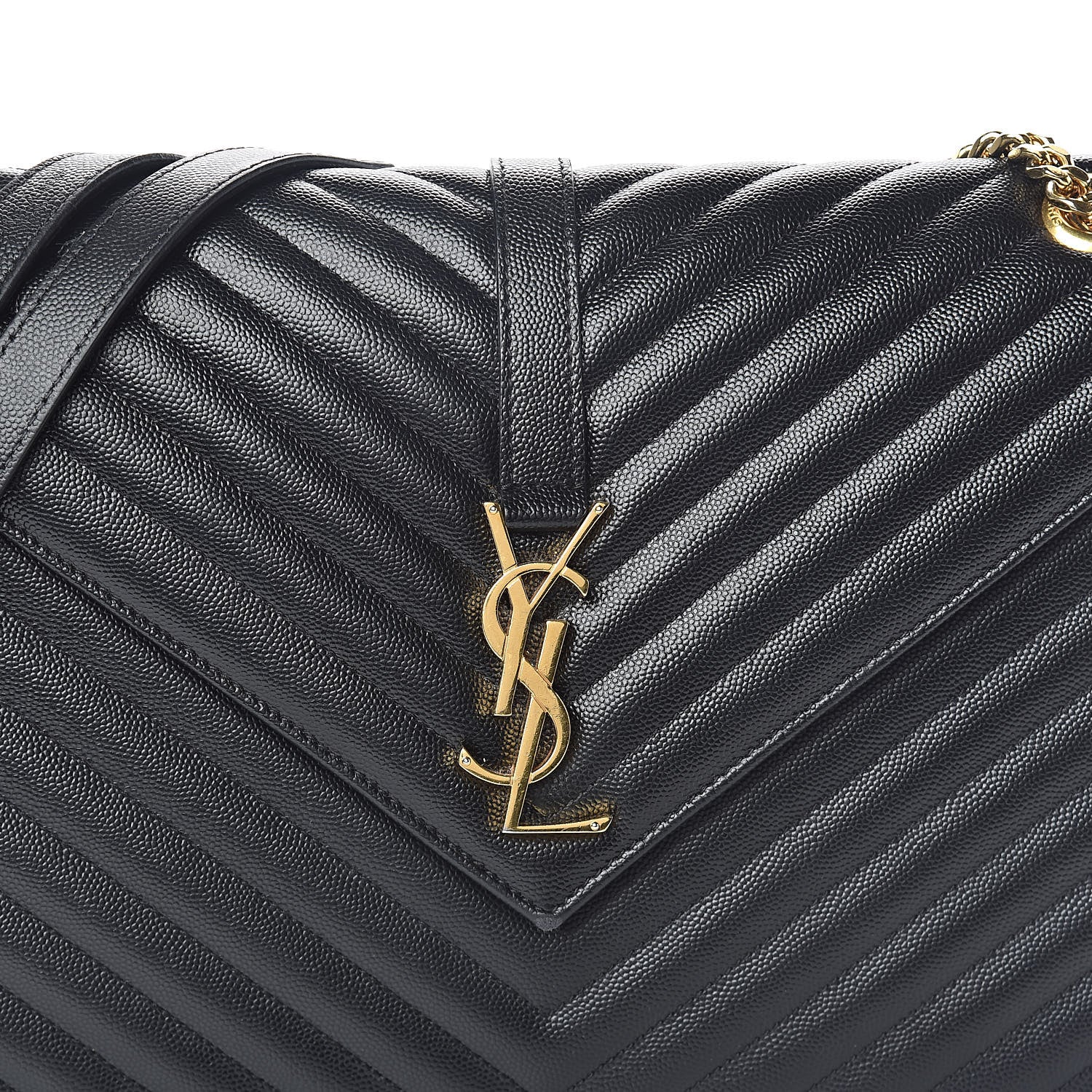 Saint Laurent Grain De Poudre Matelasse Chevron Large Monogram Satchel Black 7 of 11