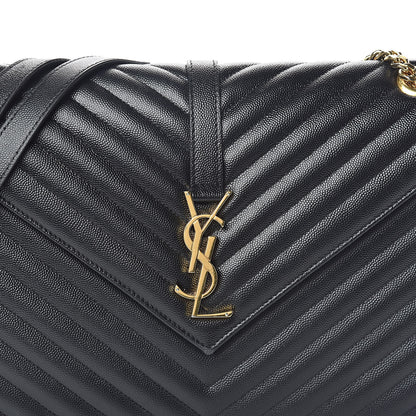 Saint Laurent Grain De Poudre Matelasse Chevron Large Monogram Satchel Black 7 of 11