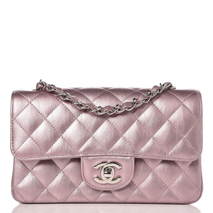 Chanel Metallic Calfskin Quilted Mini Rectangular Flap Pink 1 of 8