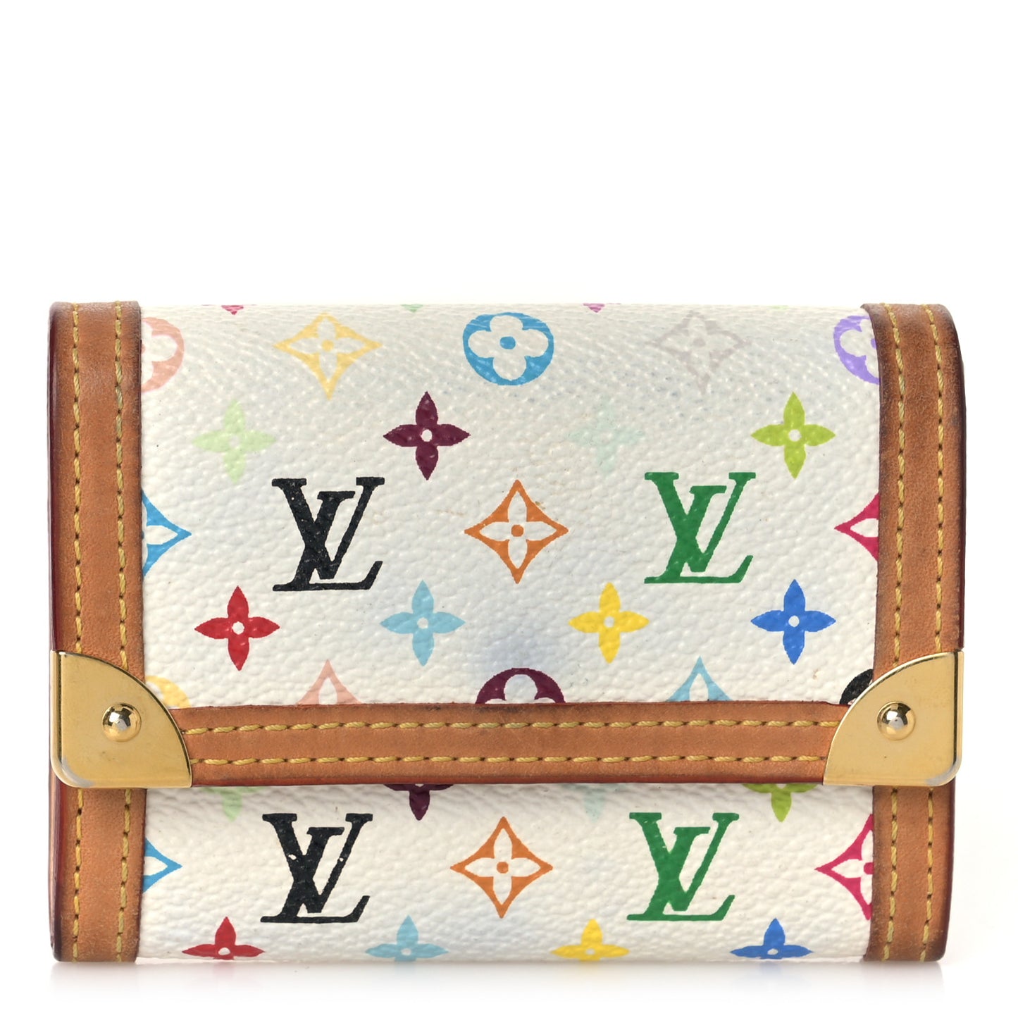 Monogram Multicolor Porte-Monnaie Plat Coin Purse White