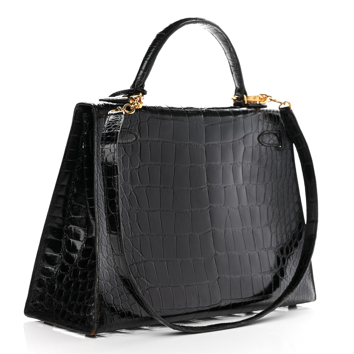 Shiny Alligator Kelly Sellier 32 Black