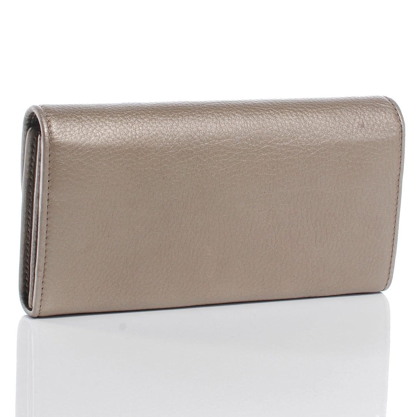 Metallic Cellarius Calfskin 1973 Continental Clutch Wallet Champagne