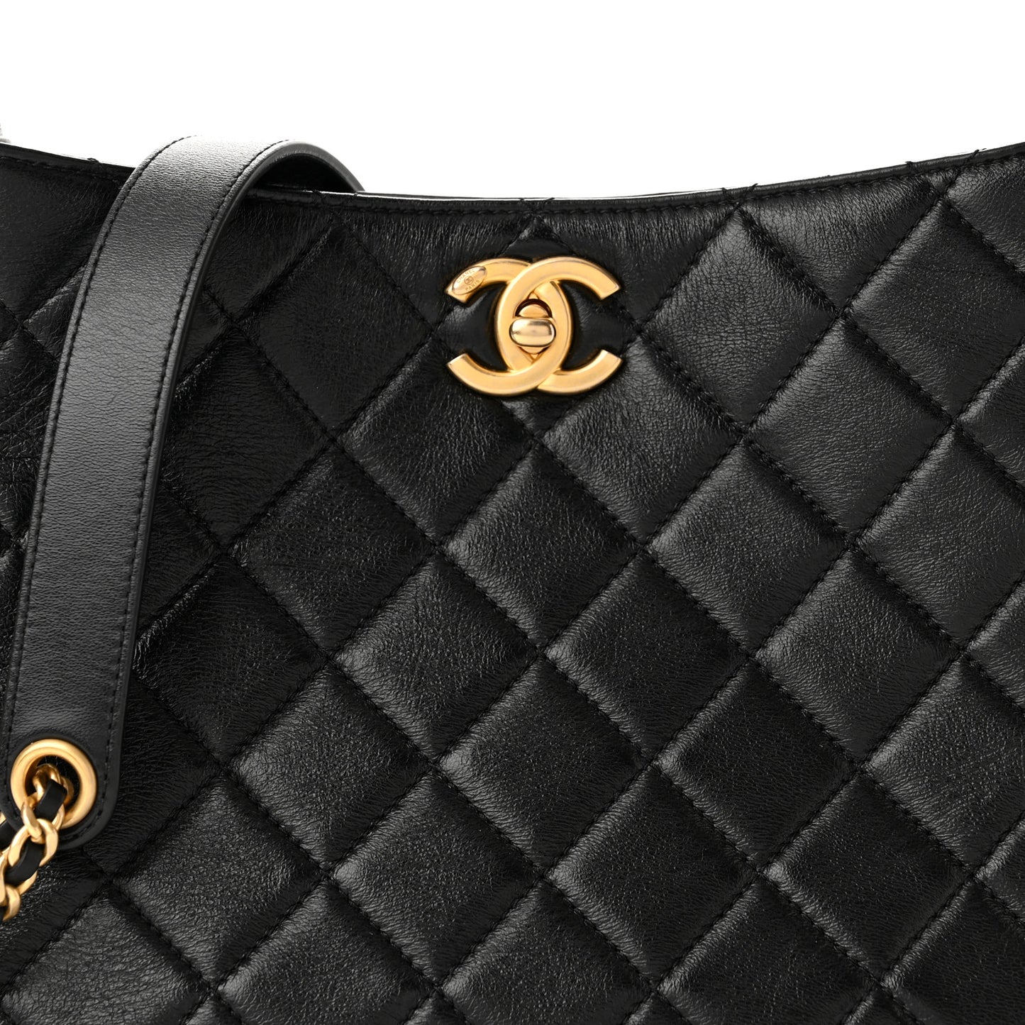 Lambskin Quilted Hobo Black