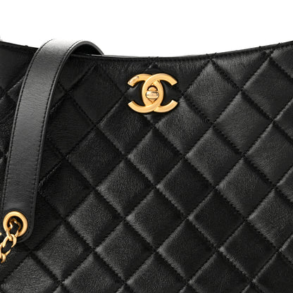 Chanel Lambskin Quilted Hobo Black 8 of 10