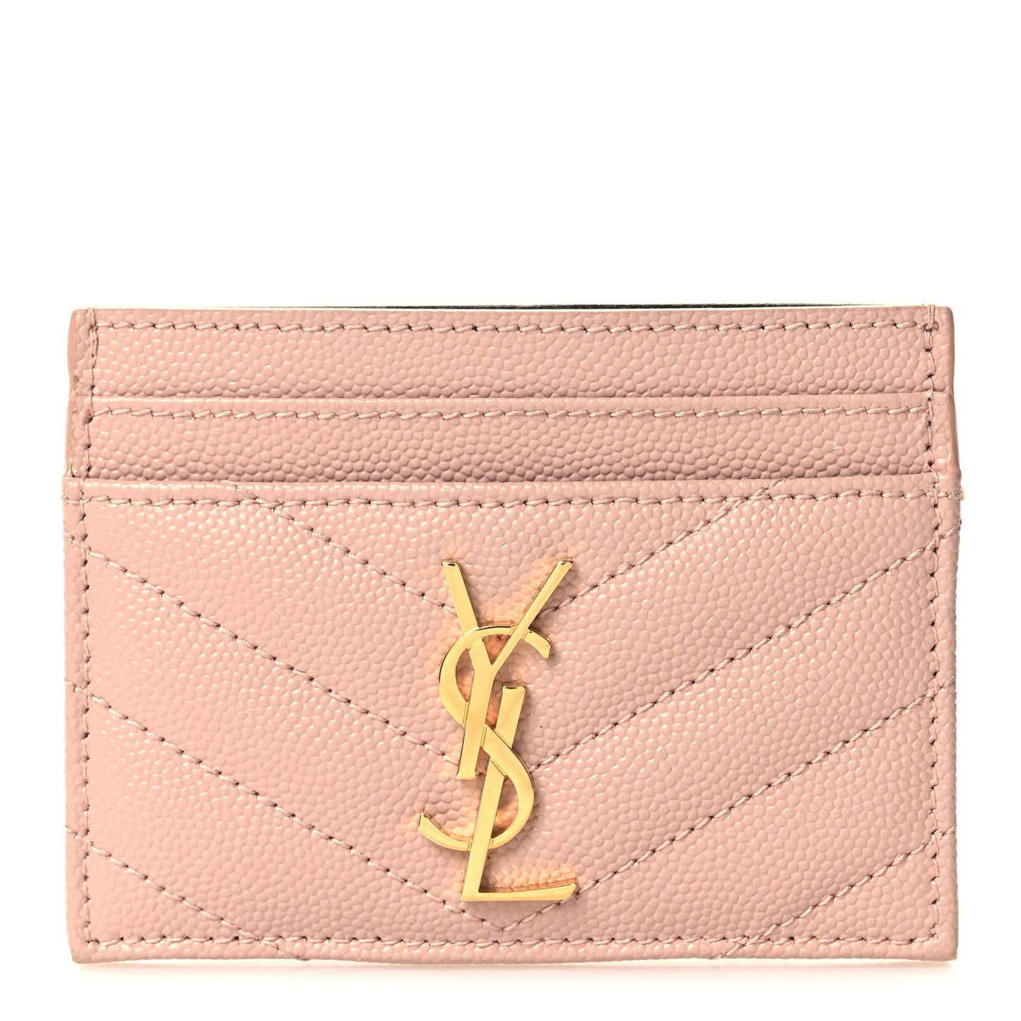 Grain De Poudre Matelasse Chevron Monogram Credit Card Case