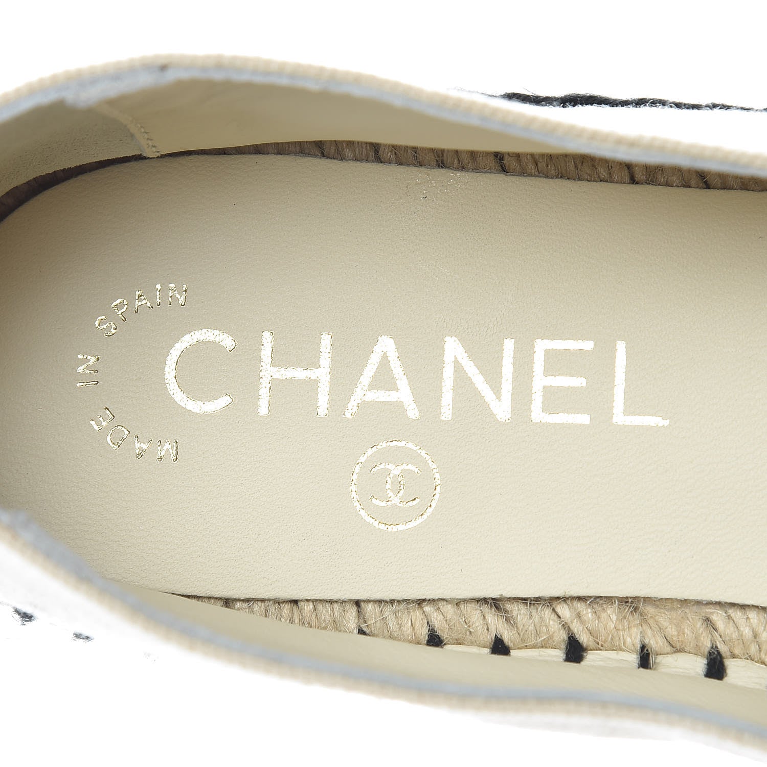 Chanel Fabric Biarritz CC Espadrilles 37 Beige Black 9 of 12