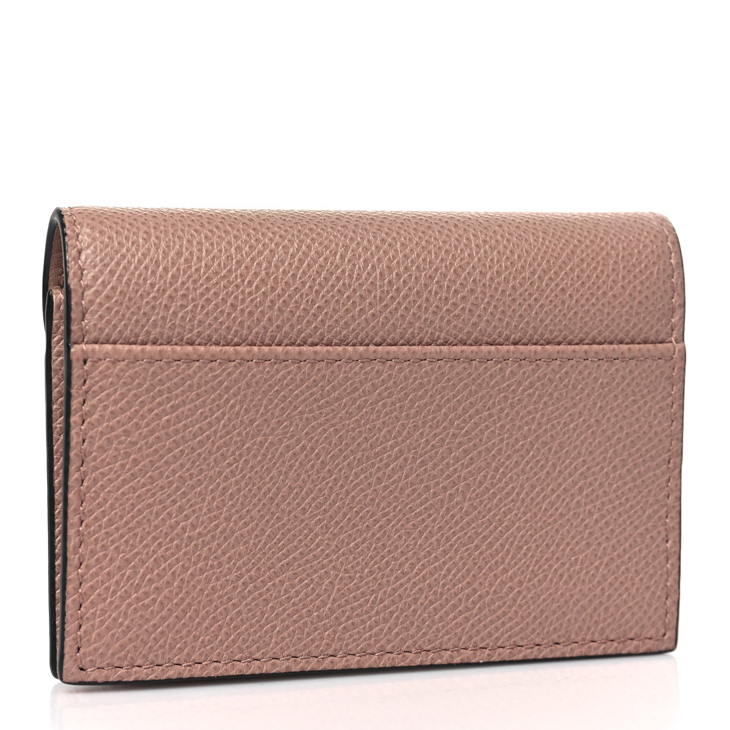 Grained Calfskin Saddle Card Holder Blush