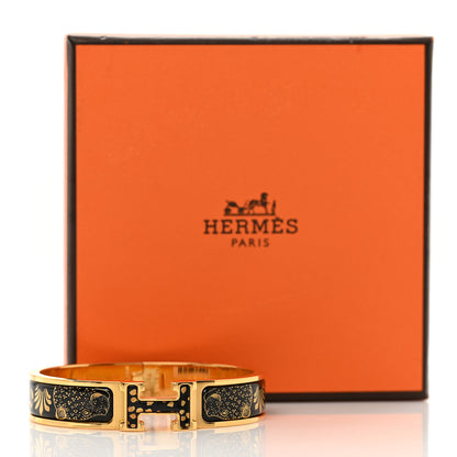 Hermes Enamel Narrow Leopards Clic Clac H Bracelet PM Juane Or Black 5 of 5