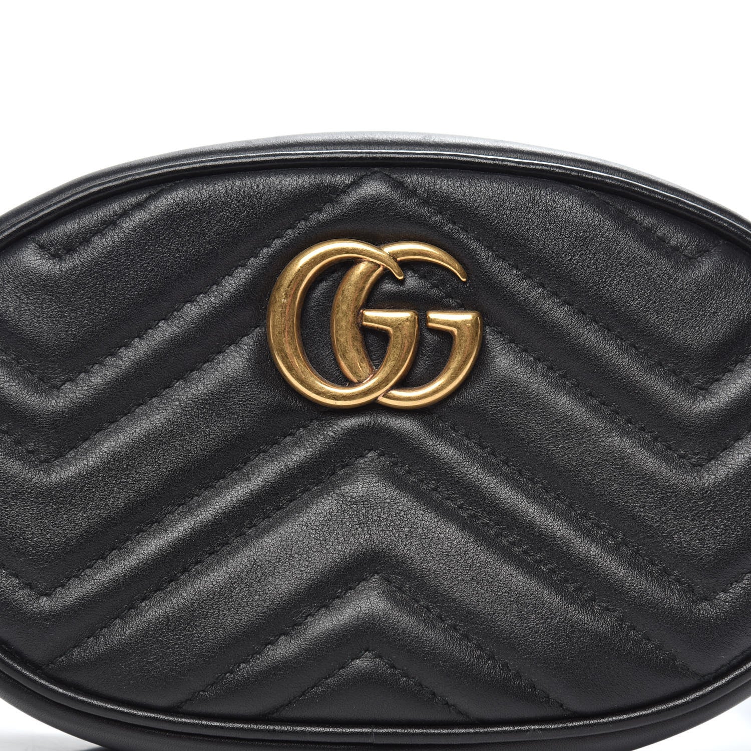 Gucci Calfskin Matelasse GG Marmont Belt Bag 85 34 Black 12 of 13
