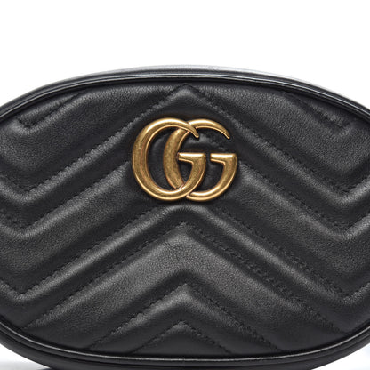 Gucci Calfskin Matelasse GG Marmont Belt Bag 85 34 Black 12 of 13