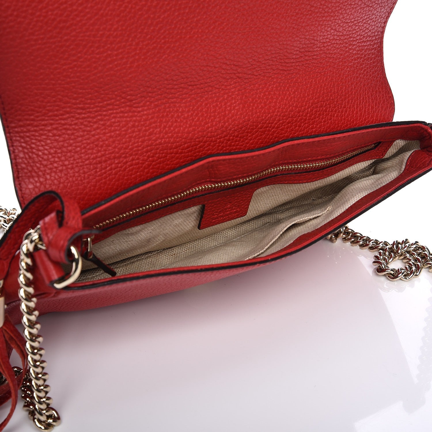 Gucci Pebbled Calfskin Medium Soho Flap Crossbody Red 5 of 13