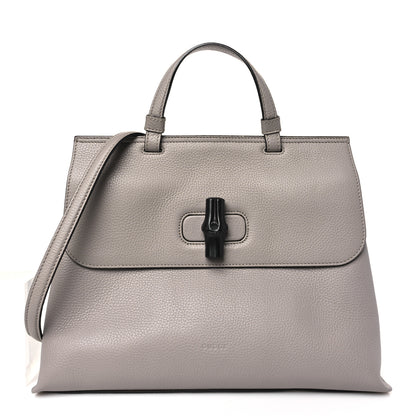 Gucci Cellarius Calfskin Medium Bamboo Daily Top Handle Bag Storm Grey 1 of 8