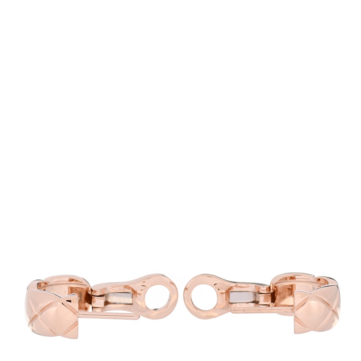 Chanel 18K Beige Gold Coco Crush Hoop Earrings 3 of 5